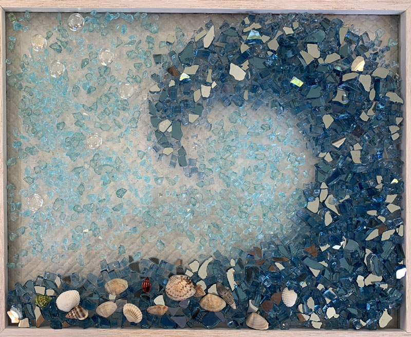 The wave crushed glass on glass with resin art class at Seaside Expressions in Punta Gorda FL