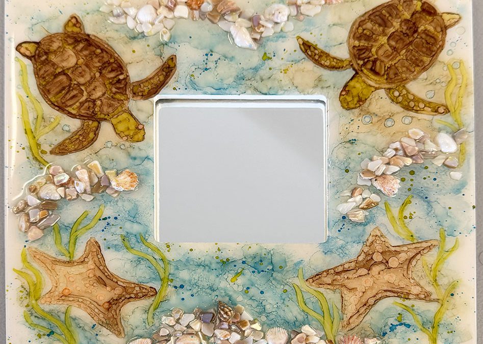 learn to make this Turtle and Starfish tile with mirror at Seaside Expressions Studio and Gallery in Punta Gorda FL