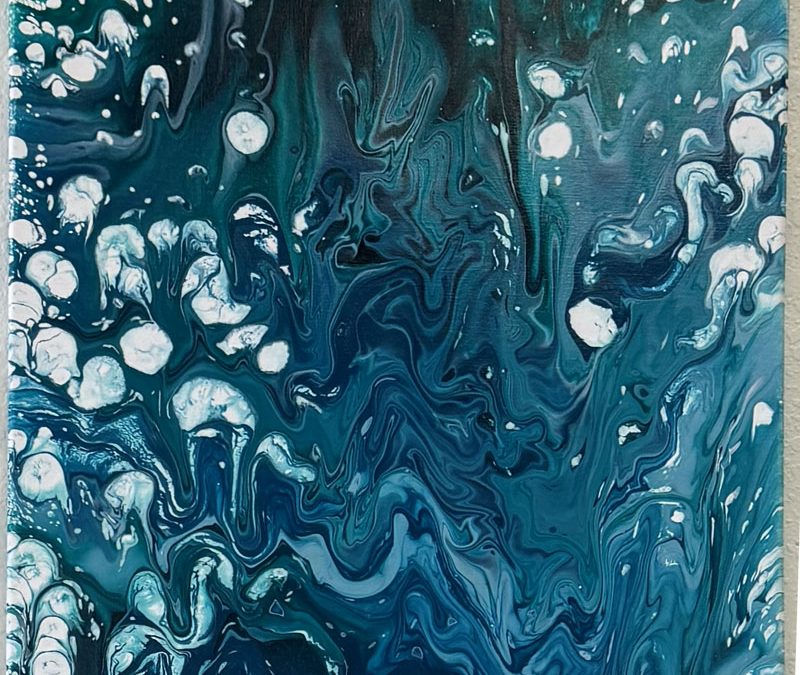 The Blues paint pour art class with Seaside Expressions in Punta Gorda FL
