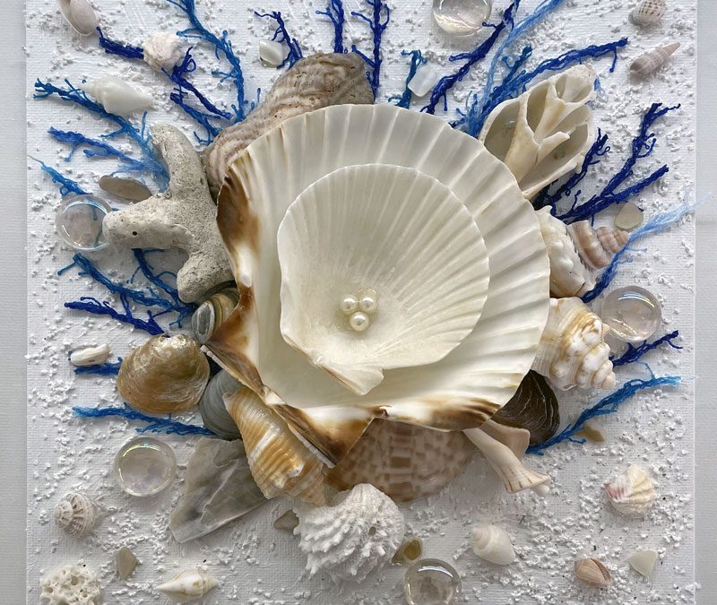 coral reef in shadow box art class at Seaside Expressions in Punta Gorda Florida